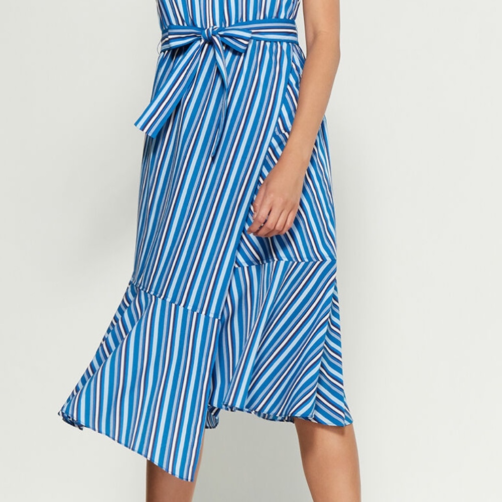 Derek Lam 10 CROSBY Striped Asymmetrical Dress - Picture 8 of 8